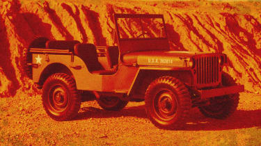 Willys Jeep static shot with Halloween style editing
